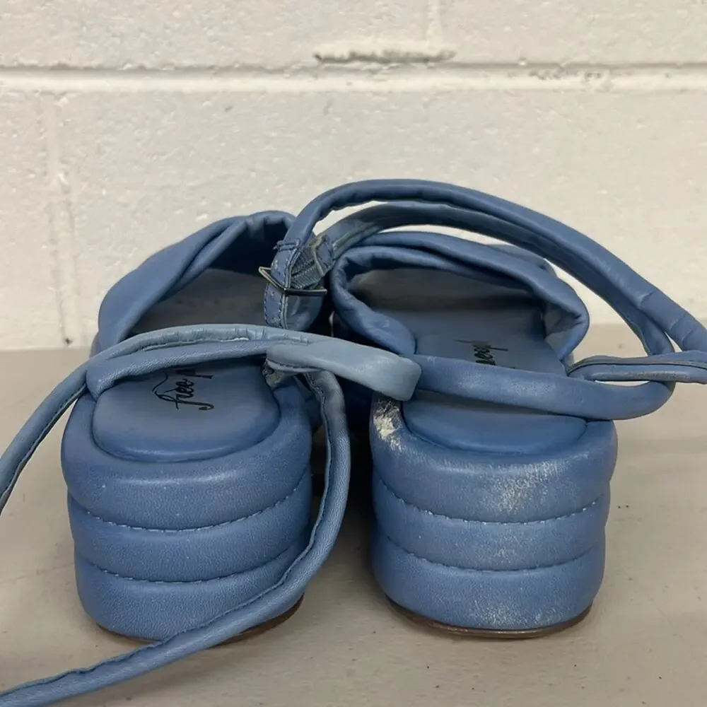 Free people sz36 eu blue leather platform strappy sandal carnival cobalt Harper